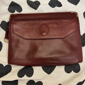 Vintage Cartier burgundy Leather Clutch bag